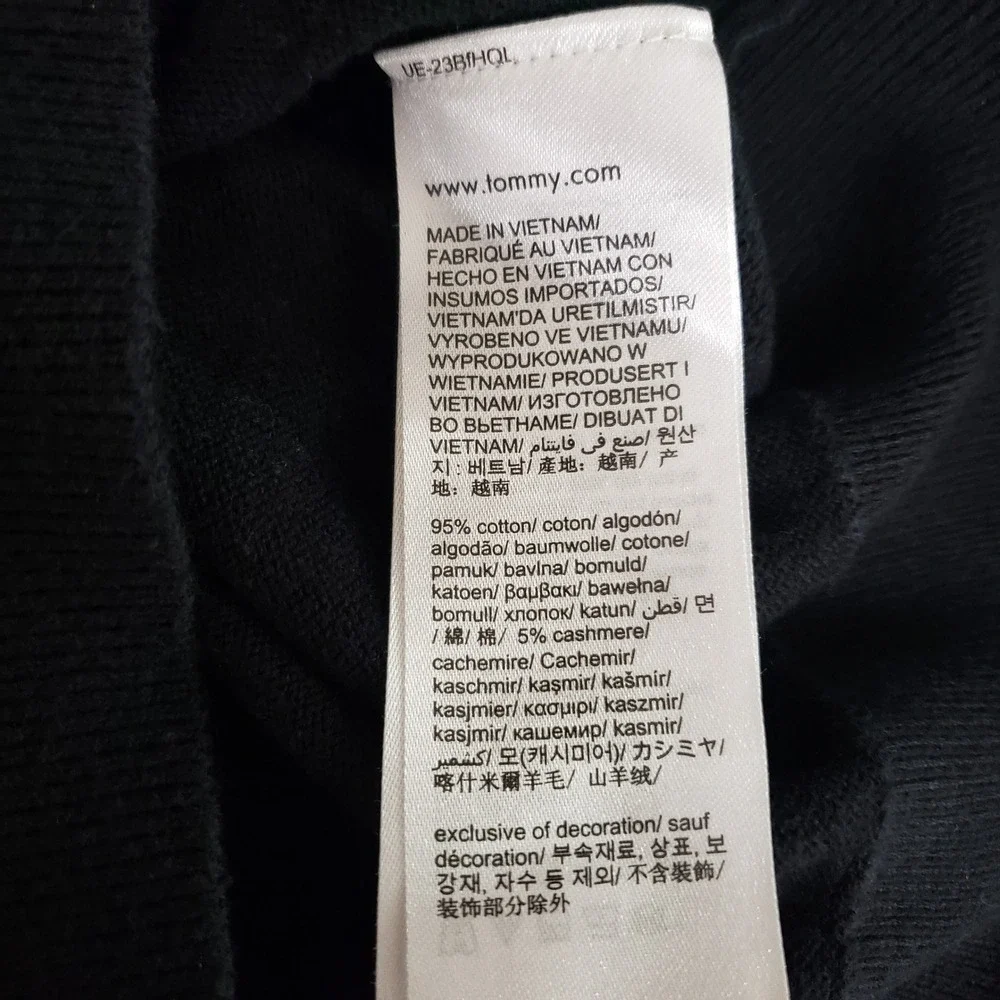 Tommy Hilfiger Quarter Zip Sweater Large Black Pima Cotton‎ Cashmere Pullover